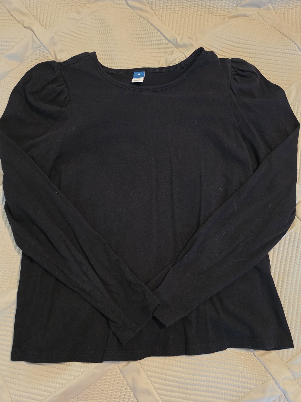 Old Navy Black Long-Sleeve Top with Puff Shoulders